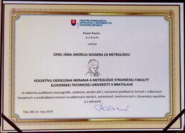  Ocenenie "Najleší metrológ SR" získal prof. Ing. Rudolf Palenčár, CSc.